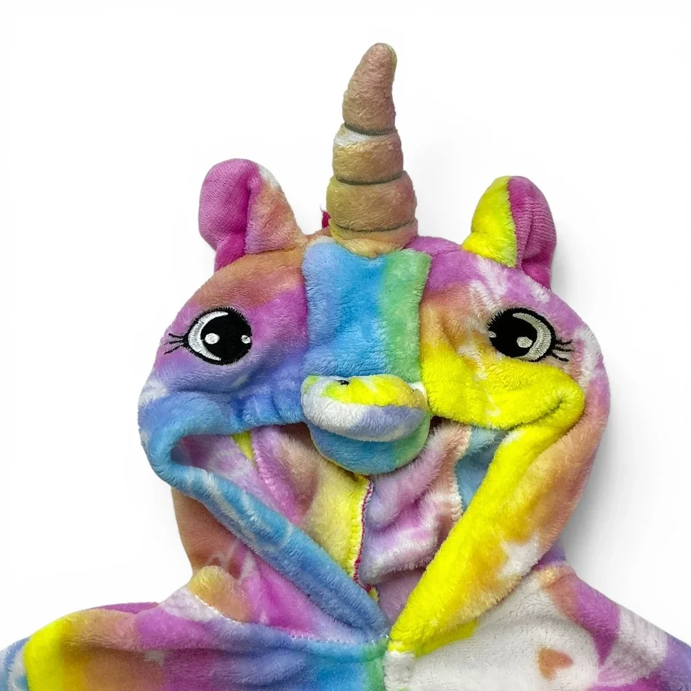 Rainbow Unicorn Fleece Robe Kids 6-7Y With Matching Doll Robe Set